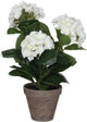 Decoraciones de mica - planta de hortensia artificial en maceta stan - h40 x ø35 cm - blanco