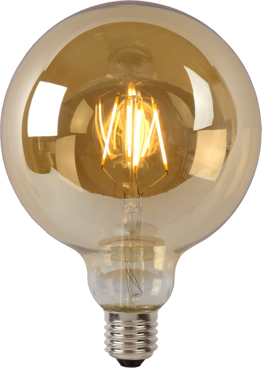Lucide g125 - filament lamp - ø 12,5 cm - led dimbaar - e27 - 1x8w 2700k - amber