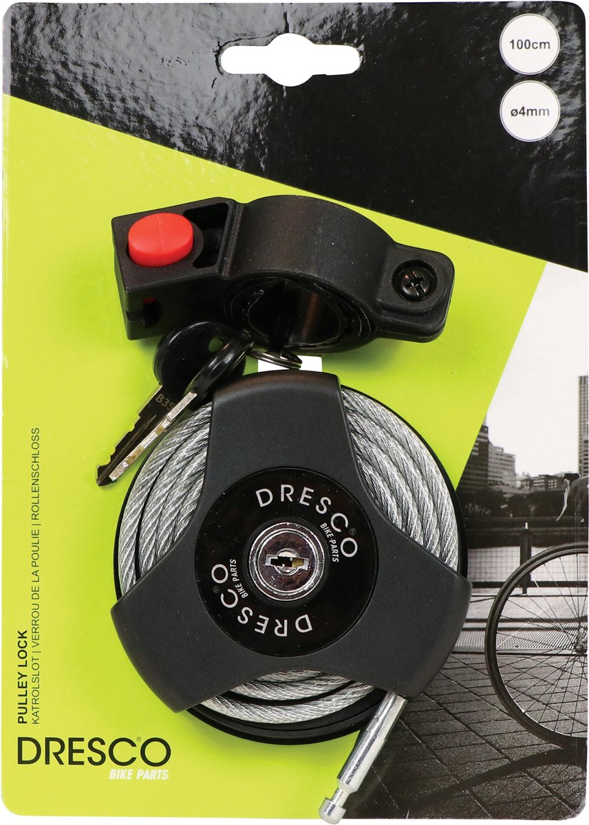 Cerradura de polea de bloqueo en espiral de cable Dresco 100cm ø4mm