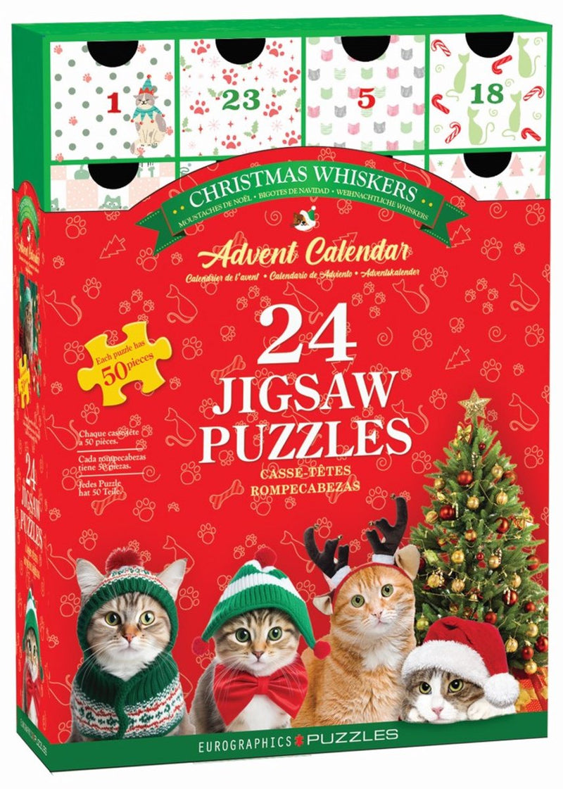 Eurographics - calendario de adviento, bigotes navideños [calendario de adviento, bigotes navideños] - 24×50 piezas 12,5×12,5 cm (ancho×alto) - calendario de adviento