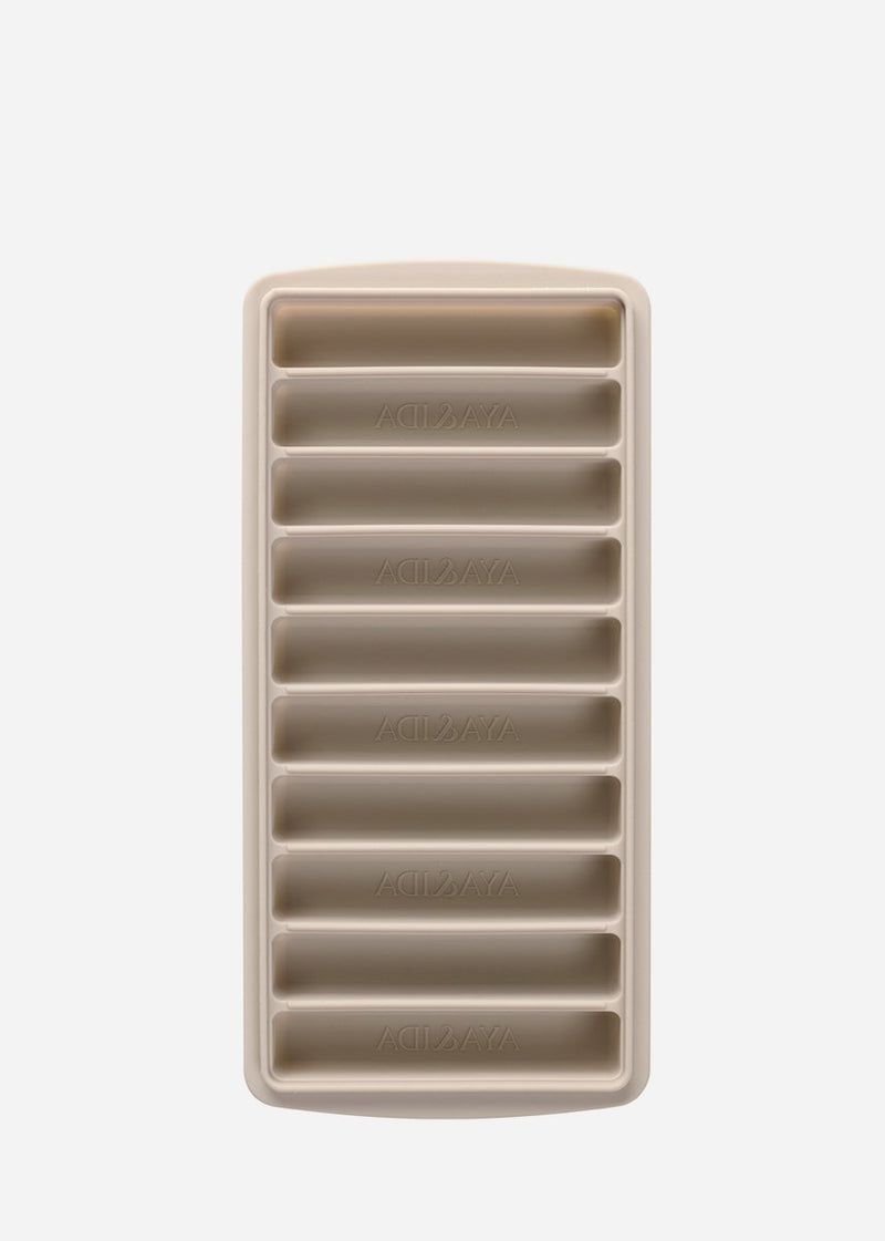 Aya ida aya ida - cubitera - molde para cubitos de hielo - molde para cubitos de hielo de silicona con tapa - libre de BPA - reutilizable - cubitos de hielo alargados para botellas - bebidas frías - beige crema