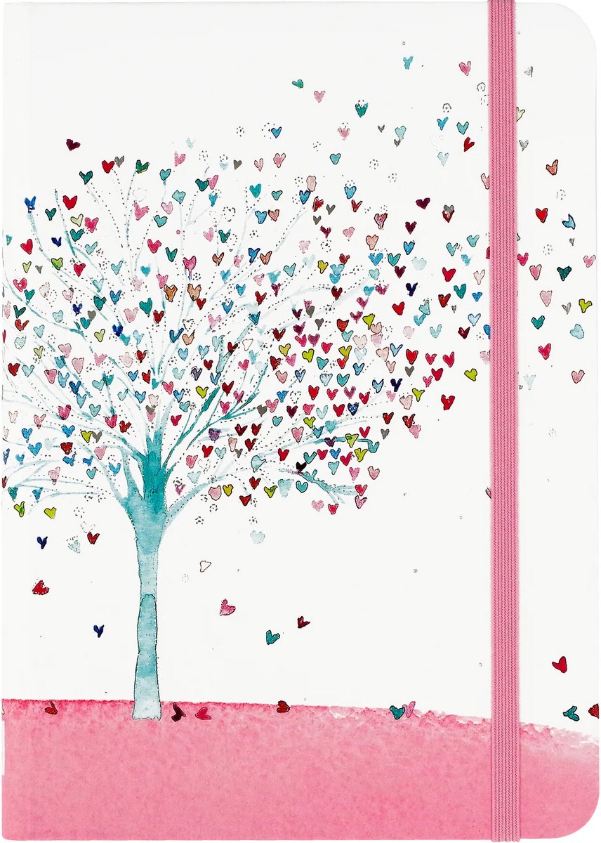 Cuaderno compacto Peter Pauper - árbol de corazones - con cierre elástico - 13x18 cm
