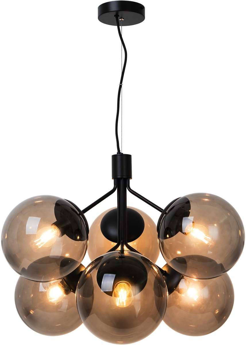 Nordlux ivona-hanglamp-6xe27-smoke glas zwart