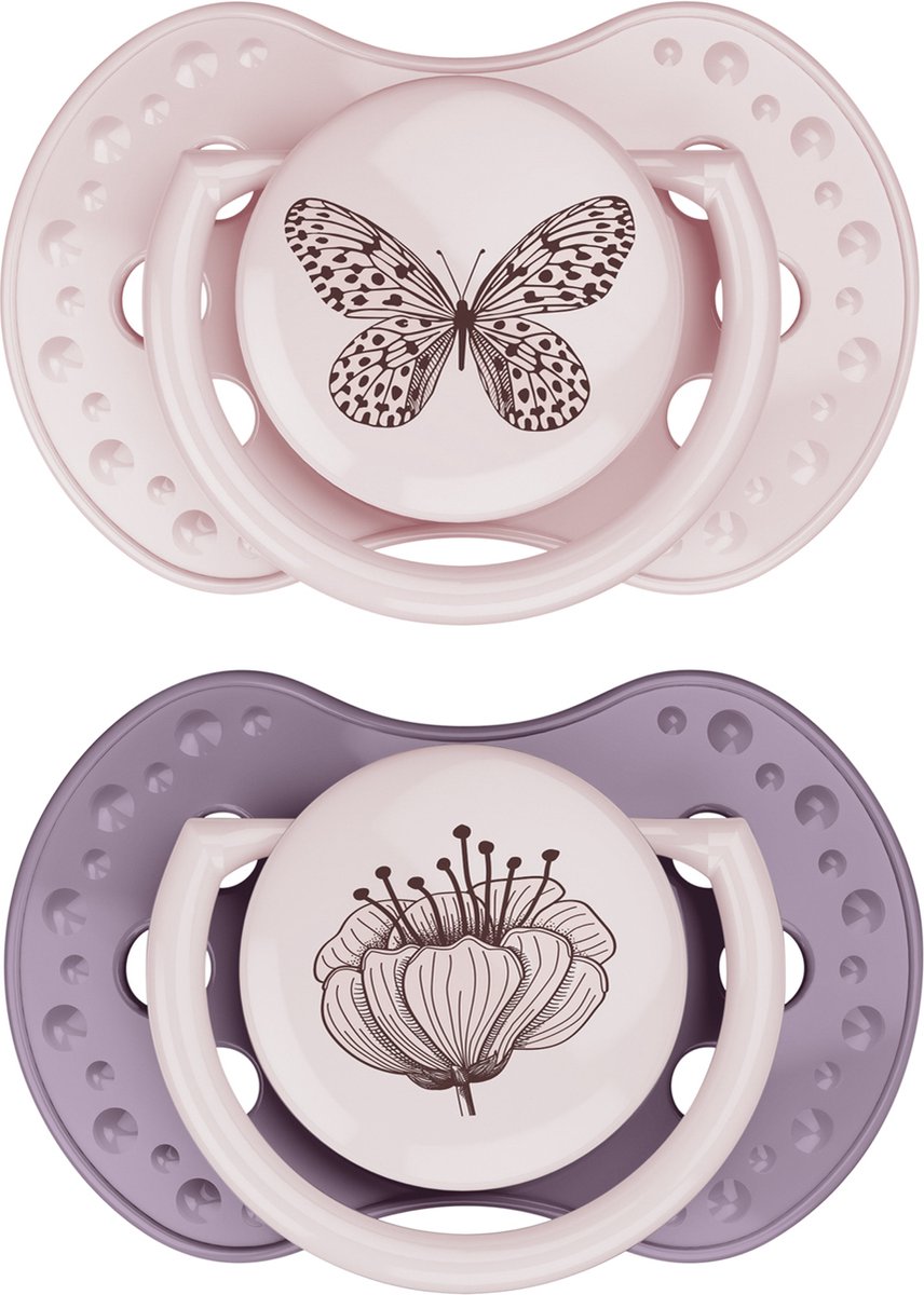 Ciuccio Difrax lovi dinamico - di classe - da 6 a 18 mesi - rosa viola - 2 pezzi