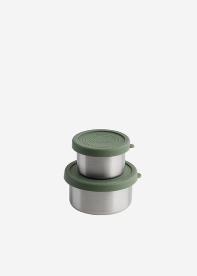 Aya ida aya ida - set recipientes para refrigerios - lonchera - pastillero - juego de recipientes para comida - recipiente para granola - 100ml + 200ml - verde tropical