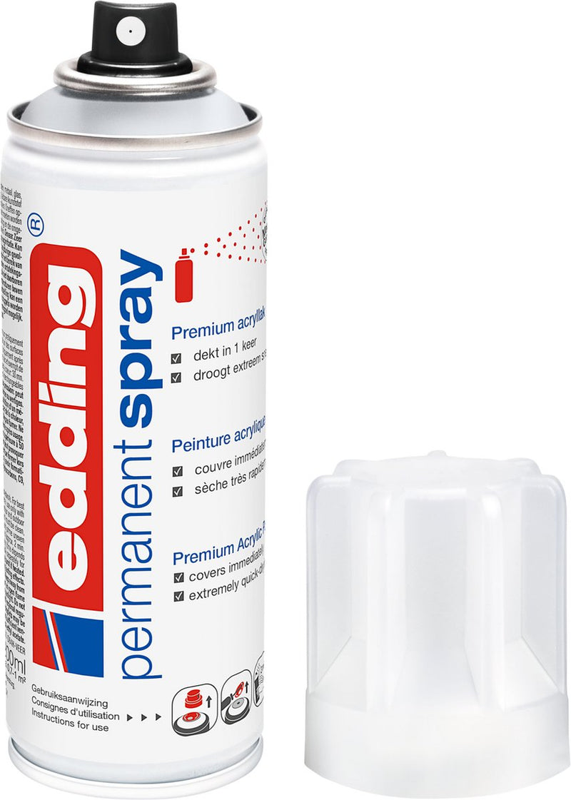 Vernice spray Edding 5200 in bomboletta spray vernice trasparente - trasparente satinato opaco - 1 pezzo - vernice da 200 ml - superficie da 0,5 a 1 m2 - vernice acrilica per una finitura opaca come la seta - per fissare e proteggere lo strato di vernice