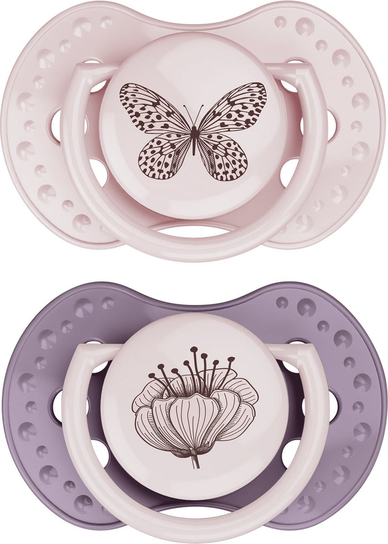 Ciuccio Difrax lovi dinamico - di classe - da 0 a 6 mesi - rosa viola - 2 pezzi