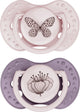 Ciuccio Difrax lovi dinamico - di classe - da 0 a 6 mesi - rosa viola - 2 pezzi