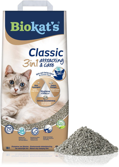 El clásico cuidado atrayente de Biokat - 18 l - arena para gatos - aglomerante