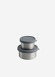Aya ida aya ida - set de recipientes para refrigerios - lonchera - pastillero - juego de recipientes para comida - recipiente para granola - 100ml + 200ml - gris oscuro