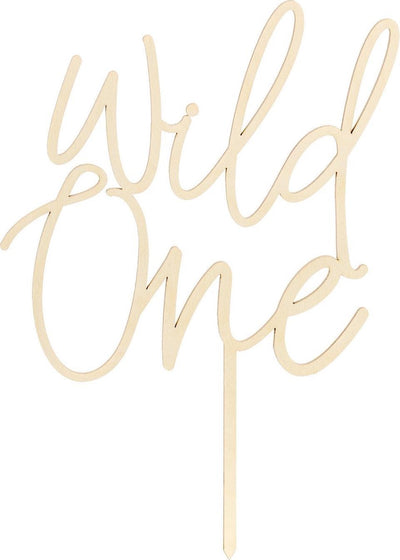 Partydeco houten cake topper wild one 22cm