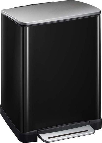 Eko - e-cube recycling pedaalemmer 28+18 liter - stainless steel plastic - zwart glanzend, mat rvs - prullenbak