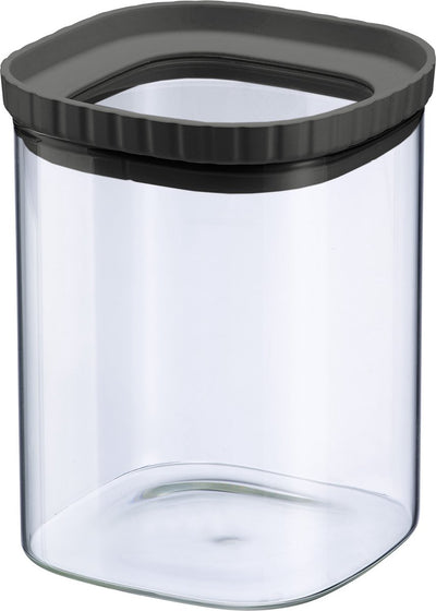 Barattolo in vetro Westmark con coperchio in silicone - pratico barattolo con coperchio, ideale per conservare pasta, spezie, tè, dolci e molto altro, quadrato, impilabile - 1.080 ml
