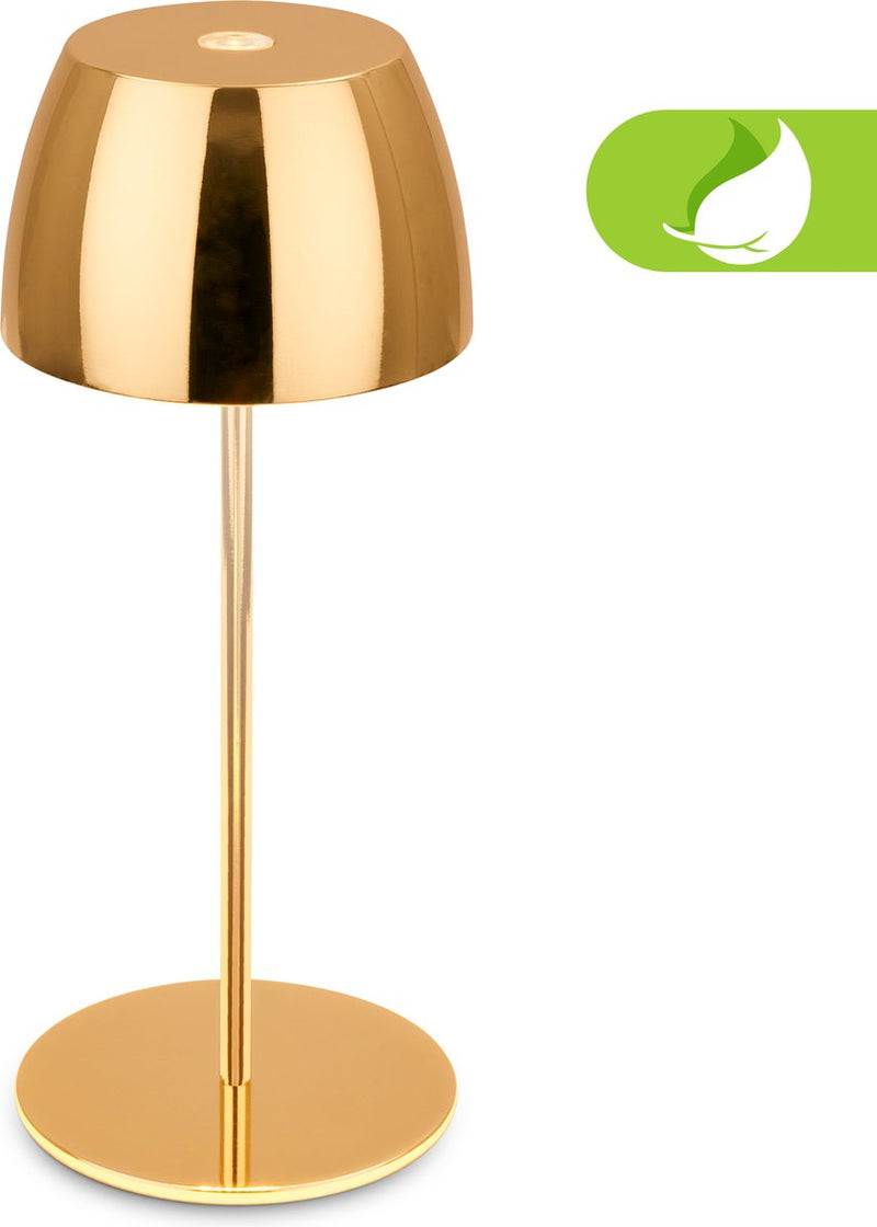 Briloner serina mini - lámpara de mesa LED inalámbrica ip44 - 7503017 - regulable - táctil - a prueba de salpicaduras - inalámbrica - batería y fuente de luz reemplazables - ø8 x 20 cm - color dorado