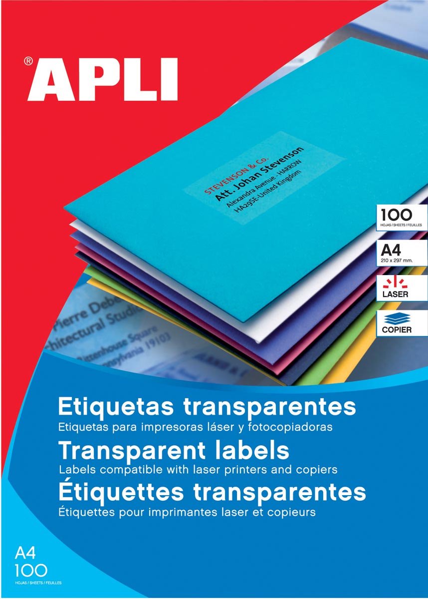Apli transparante etiketten 210 x 297 mm,