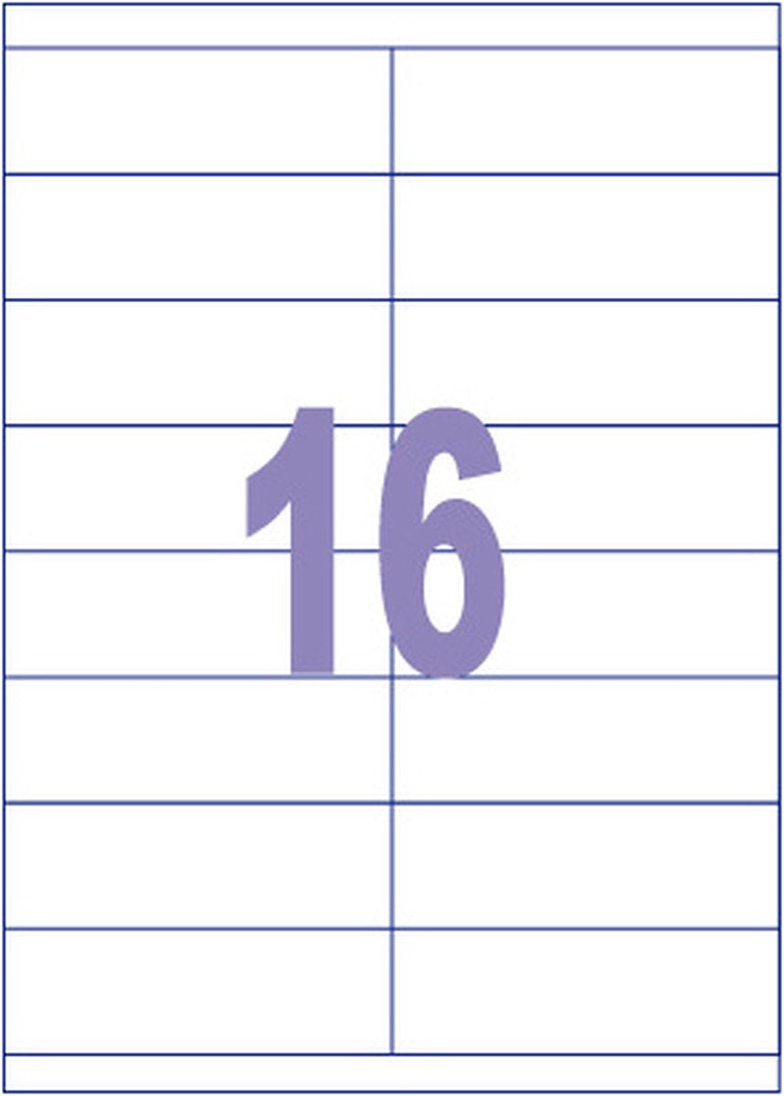 Kangaro labels - universal - inkjet laser copy - 105x35mm - 100 sheets - 16 stickers per sheet - k-10535