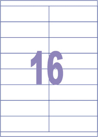 Kangaro labels - universal - inkjet laser copy - 105x35mm - 100 sheets - 16 stickers per sheet - k-10535