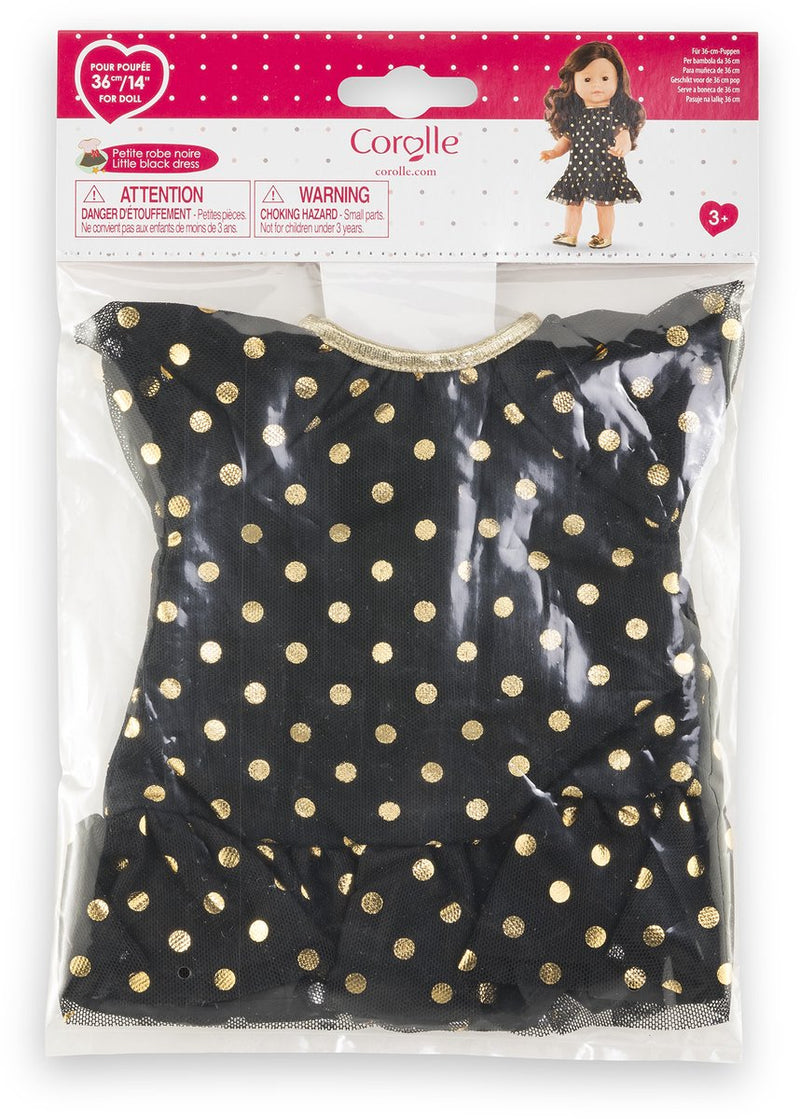 Corolle ma vestito da bambola nero con pois dorati - 36 cm