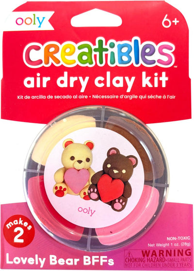 Ooly - creatibles - mini kit di argilla essiccata all'aria - adorabili amici dell'orso - 4 colori di argilla