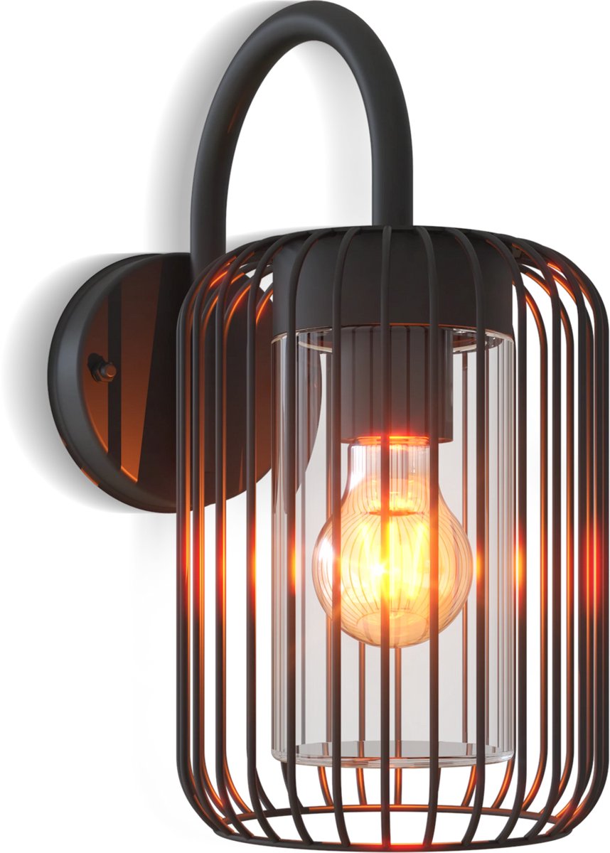 Aplique LED Calex Rome - E27 - IP44 a prueba de salpicaduras - negro - aluminio - industrial - moderno