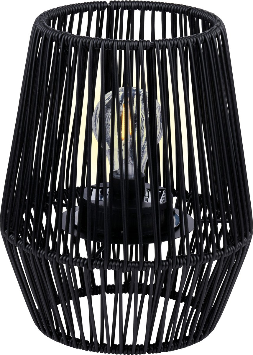 Arti casa solar tafellamp zwart - tuinverlichting op zonne energie - tafel lamp met warm wit licht - solar lamp met brandtijd tot 8 uur - ip44 waterdicht - 20 x 20 x 25 cm - kunststof