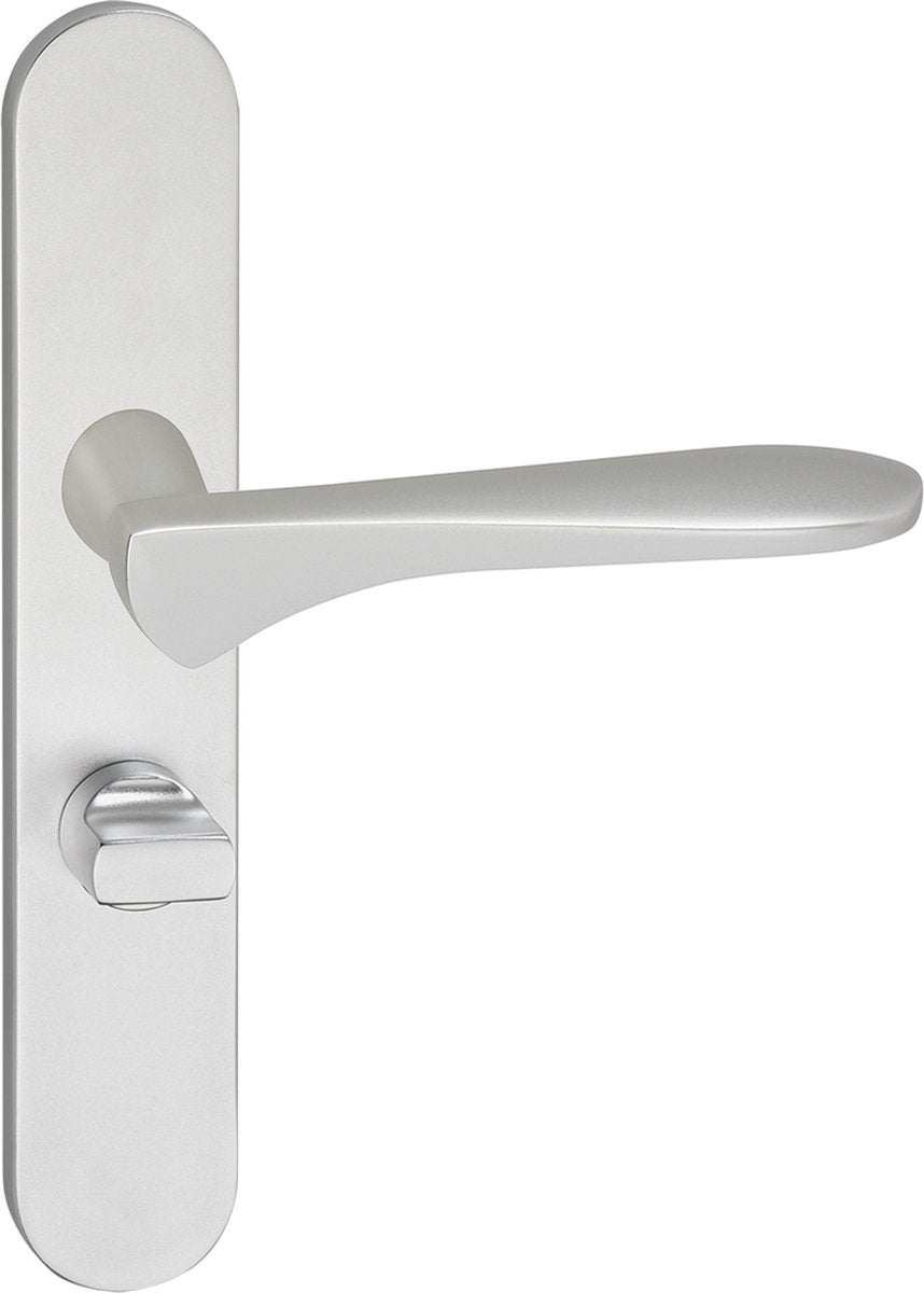 Maniglia per porta Impresso - Watford - per interni - scudo ovale con serratura per WC - alluminio - 2 pezzi