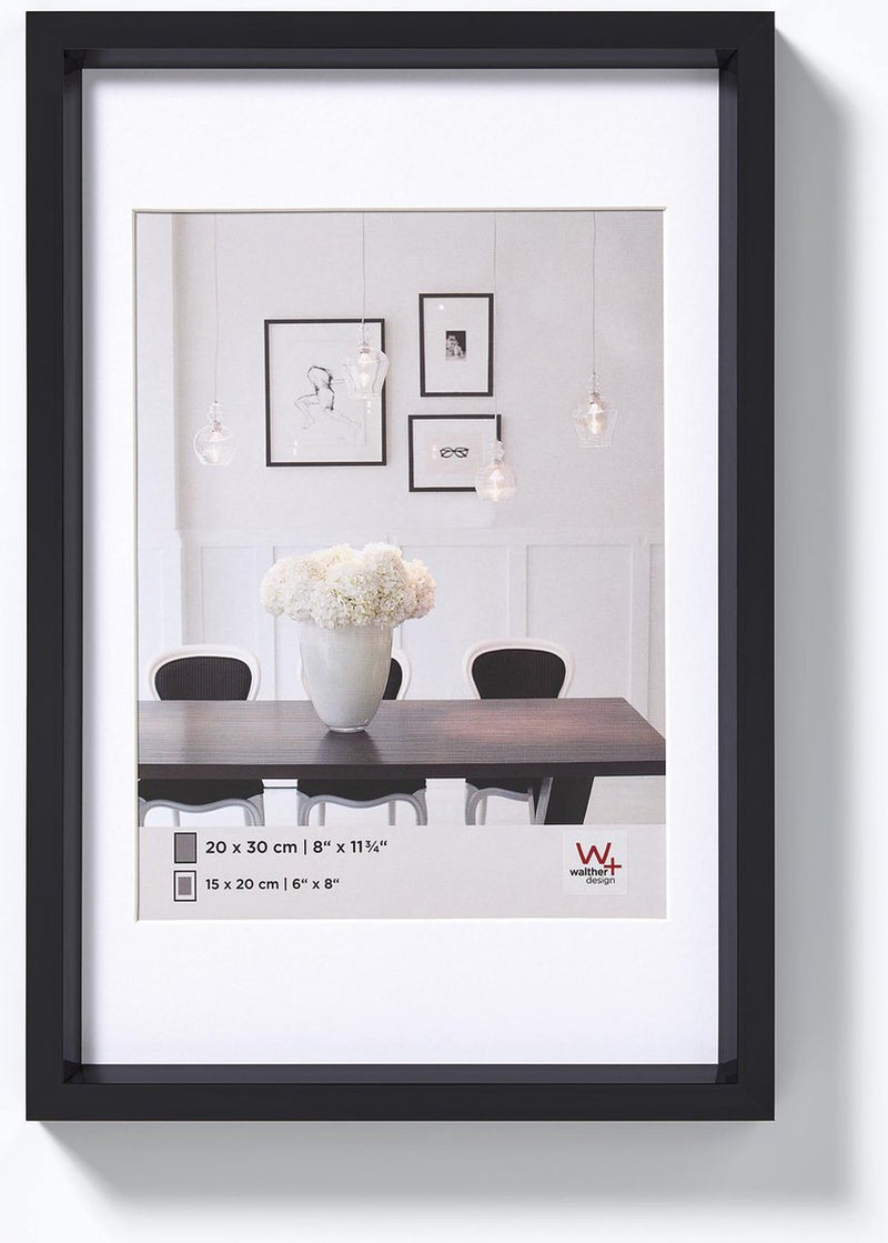 Stile Walther in acciaio - cornice in plastica - misura foto 30x40 cm - nera