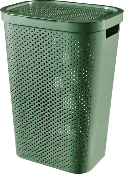 Curver infinity recycled dots laundry basket with lid - 60l - green