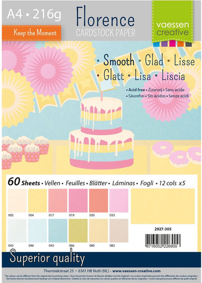 Florence vaessen creative cardstock - Easter colors - a4 - 60 sheets - smooth - 216 g