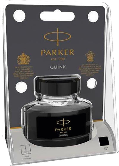 Botella de tinta para pluma estilográfica Parker | tinta quink negra | 57 ml de tinta de escritura para pluma estilográfica (blister)
