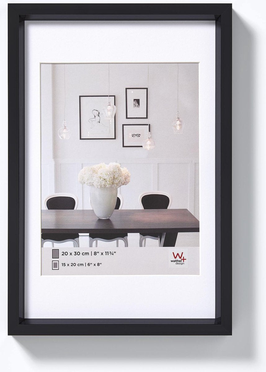 Stile Walther in acciaio - cornice in plastica - misura foto 50x70 cm - nera