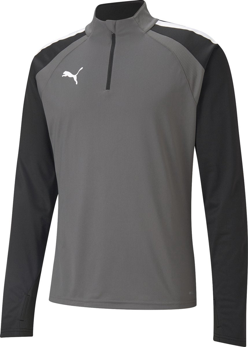 Puma teamliga 1 4 zip top heren sportshirt - smoked pearl- white