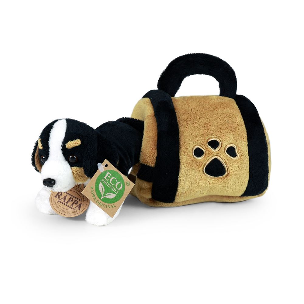 Pluche berner hond met krat 15 cm eco-vr