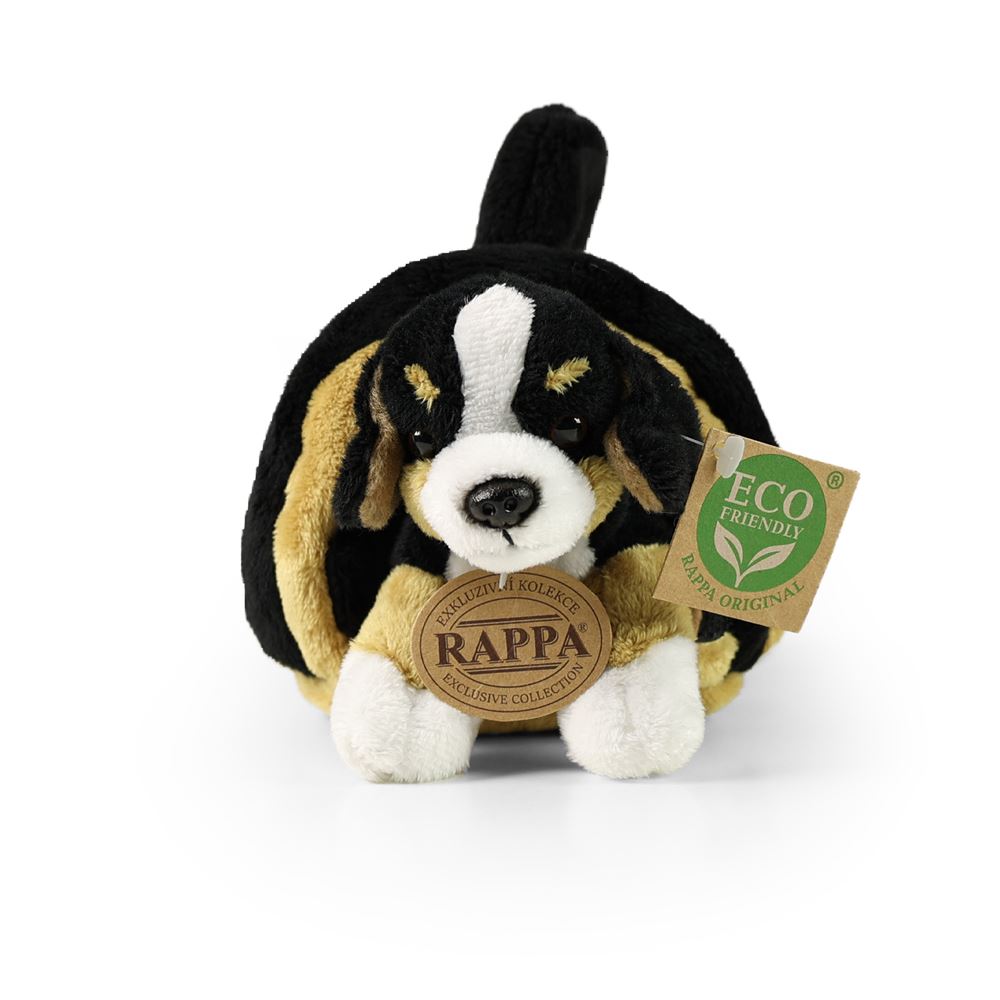 Pluche berner hond met krat 15 cm eco-vr