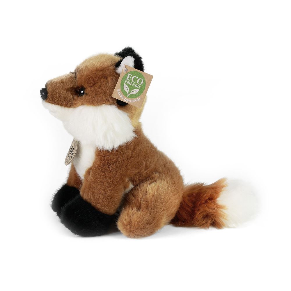 Rappa eco peluche mini zorro 19 cm - peluche realista hecho de botellas de PET recicladas - marrón, blanco, negro