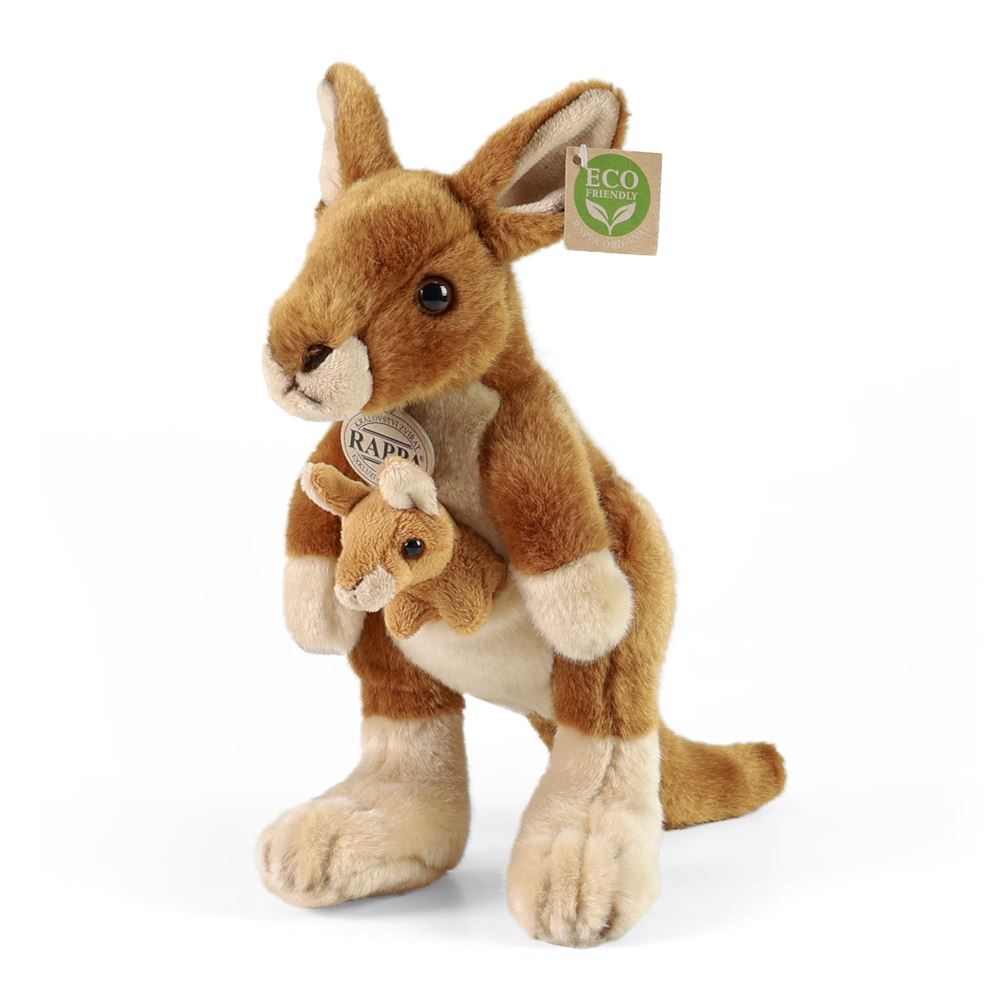 Pluche kangoeroe met welp 27cm eco-vrien