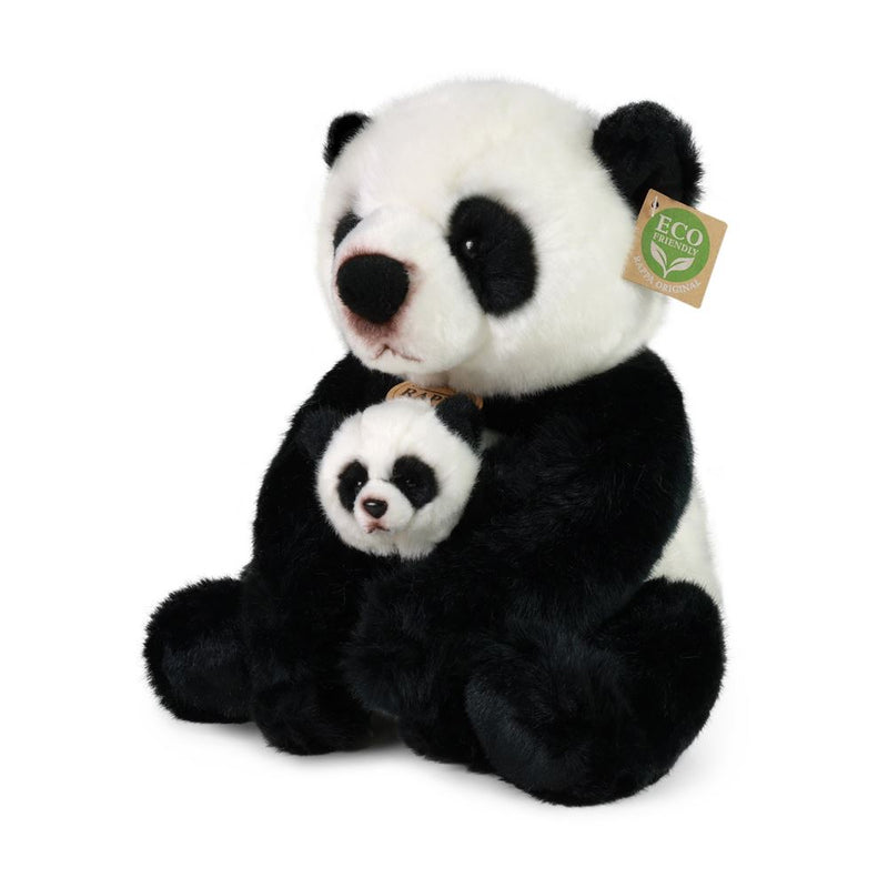 Panda de peluche con cachorro 27 cm ecológico