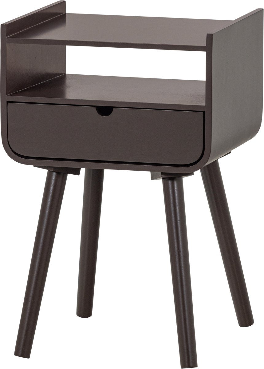 Woood nils nachtkastje bijzettafel - hout - donkerbruin - 54x36x30