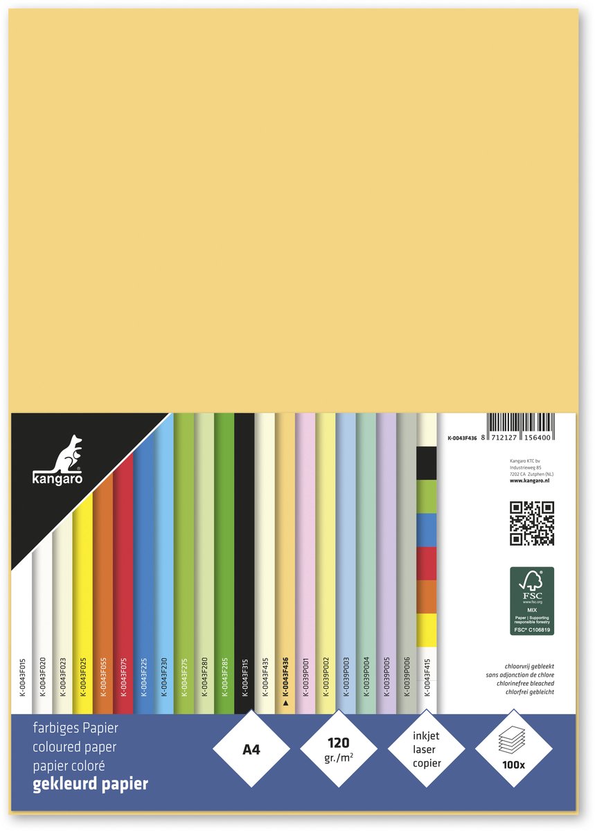 Kangaro papier - a4 - 120 grams - pak 100 vel - donkerchamois