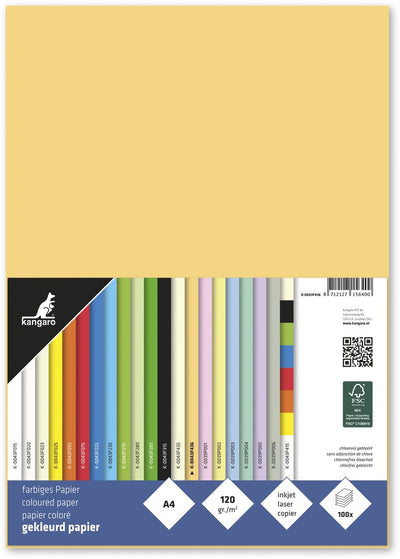 Carta canguro - a4 - 120 grammi - pacco 100 fogli - camoscio scuro - k-0043f436