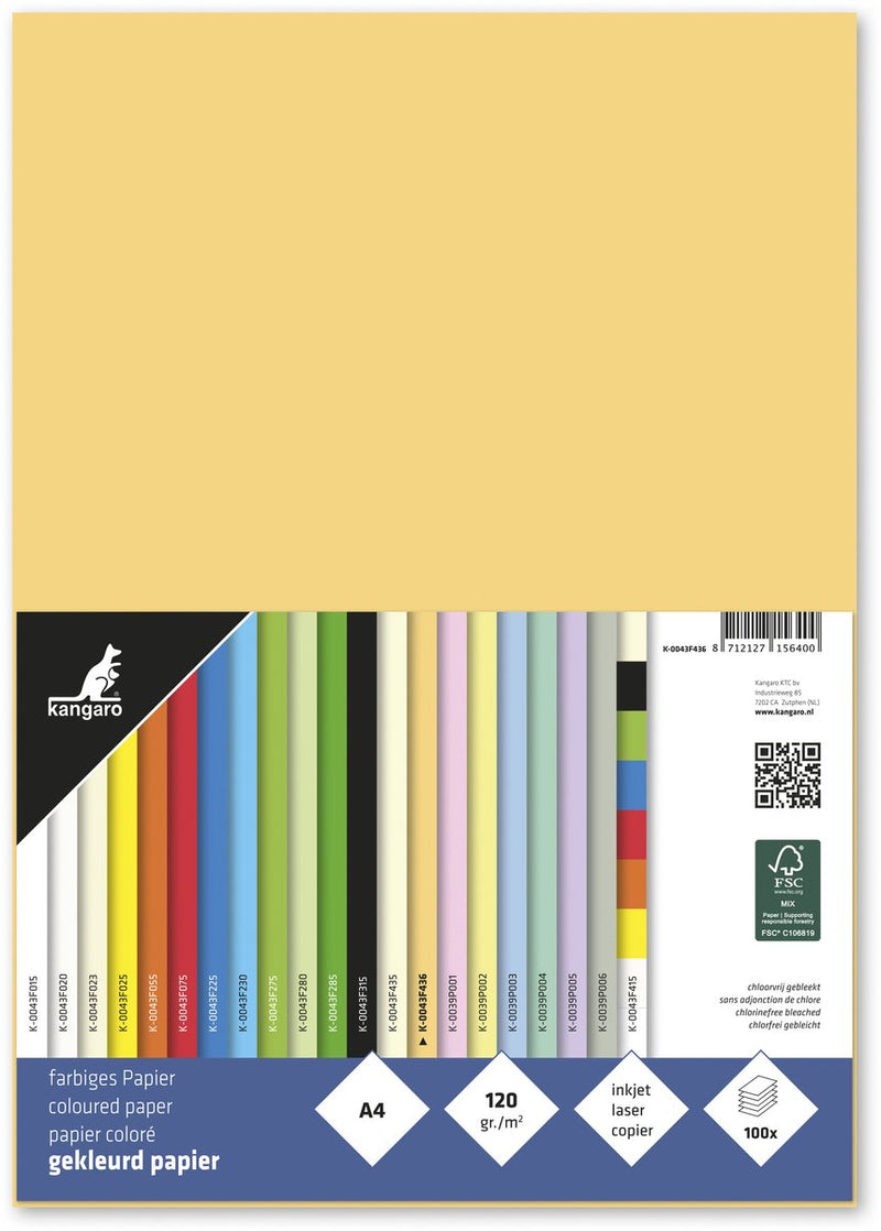 Kangaro papier - a4 - 120 grams - pak 100 vel - donkerchamois - k-0043f436