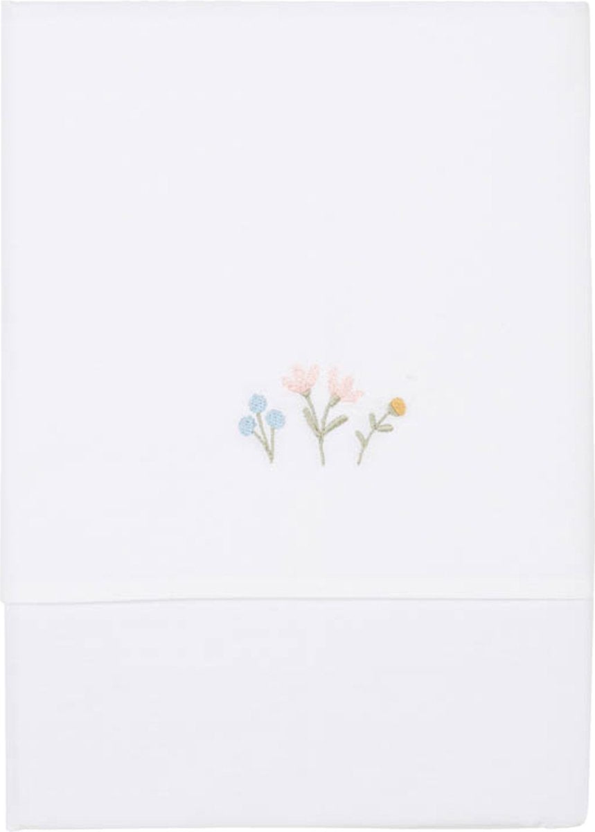 Piccole farfalle con fiori olandesi - bambine - lenzuolo da culla ricamato