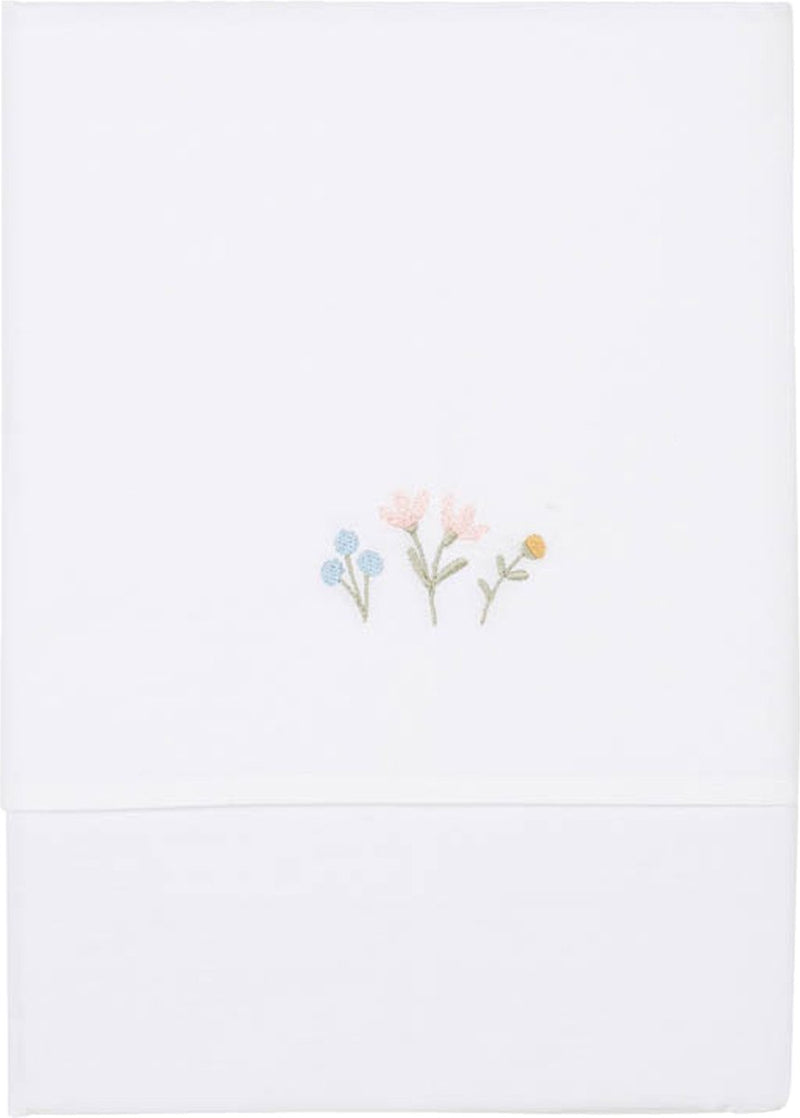 Piccole farfalle con fiori olandesi - bambine - lenzuolo da culla ricamato