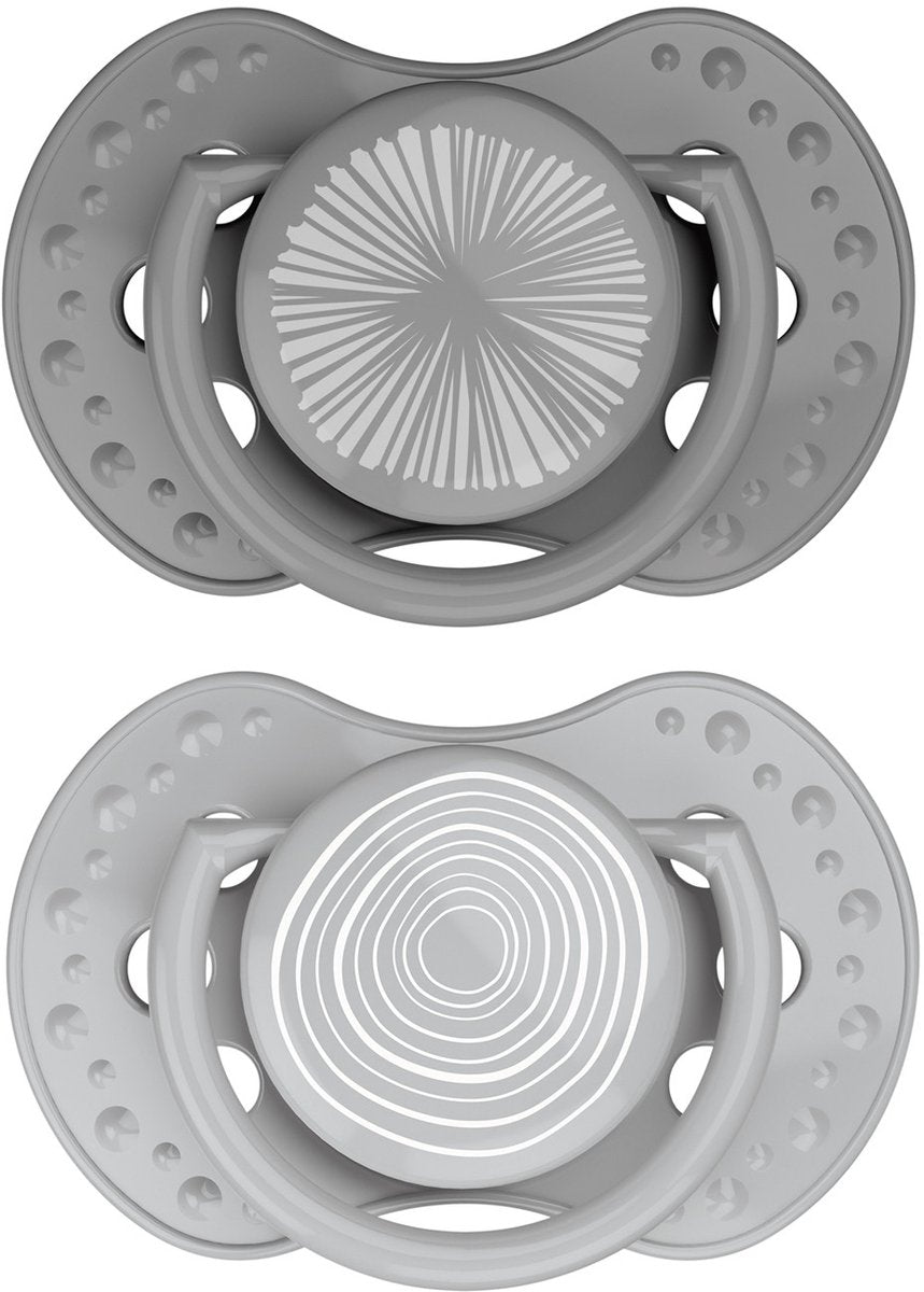 Ciuccio Difrax lovi dinamico - di classe - da 0 a 6 mesi - grigio - 2 pezzi