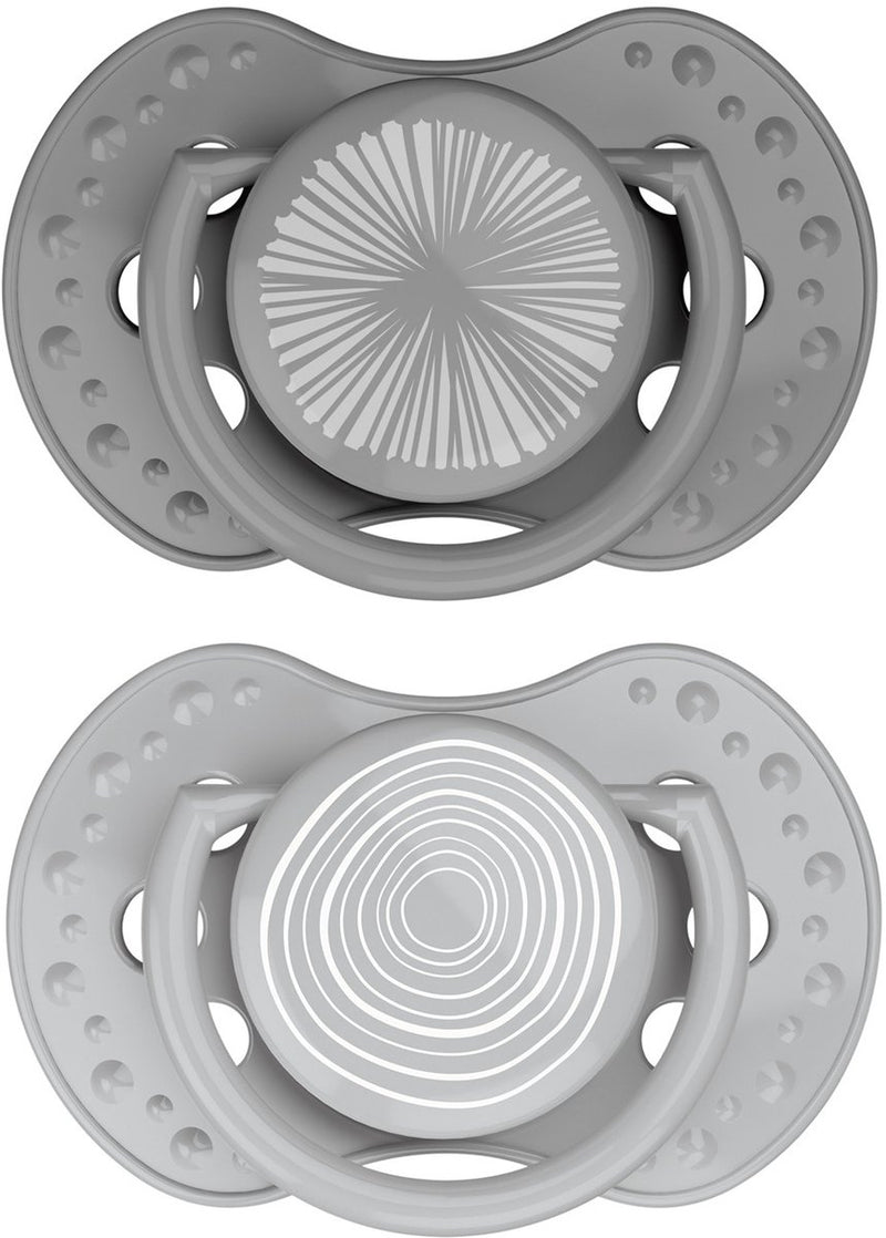 Ciuccio Difrax lovi dinamico - di classe - da 0 a 6 mesi - grigio - 2 pezzi