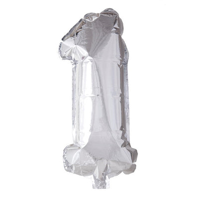 Palloncino foil Globos numero '1' argento 40cm
