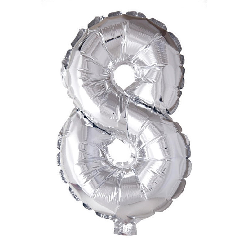 Palloncino foil Globos numero '8' argento 40cm