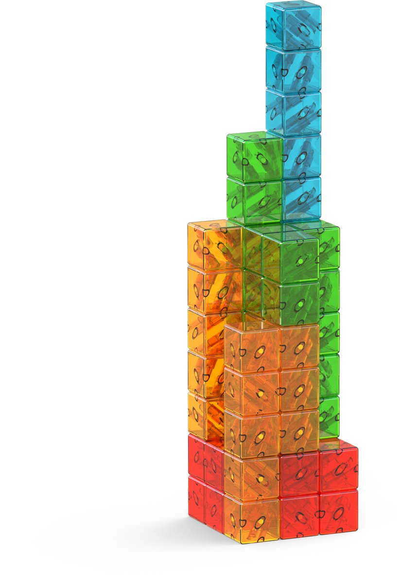 Geomag magicube colorato riciclato - mattoncini magnetici - 64 pezzi - da 1 anno