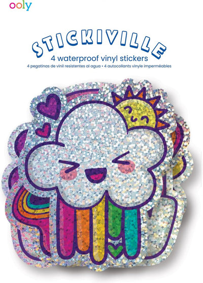 Ooly - pegatinas stickiville: arcoiris felices - vinilo (4 troquelados) (purpurina holográfica)