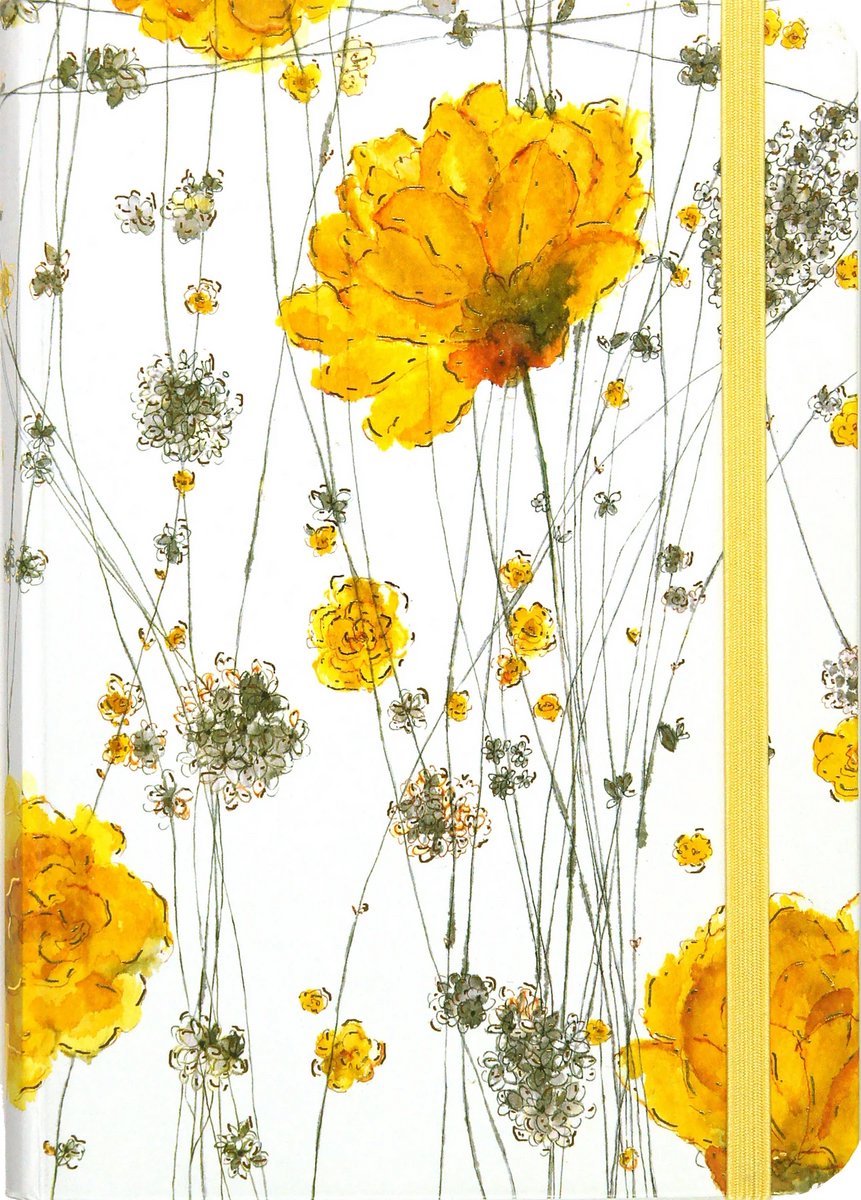 Cuaderno compacto Peter Pauper - flores amarillas - con cierre elástico - 13x18 cm
